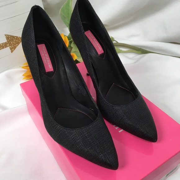 Isaac Mizrahi IsLeeza Textured Black Pumps with Clear Heel - Picture 3 of 15